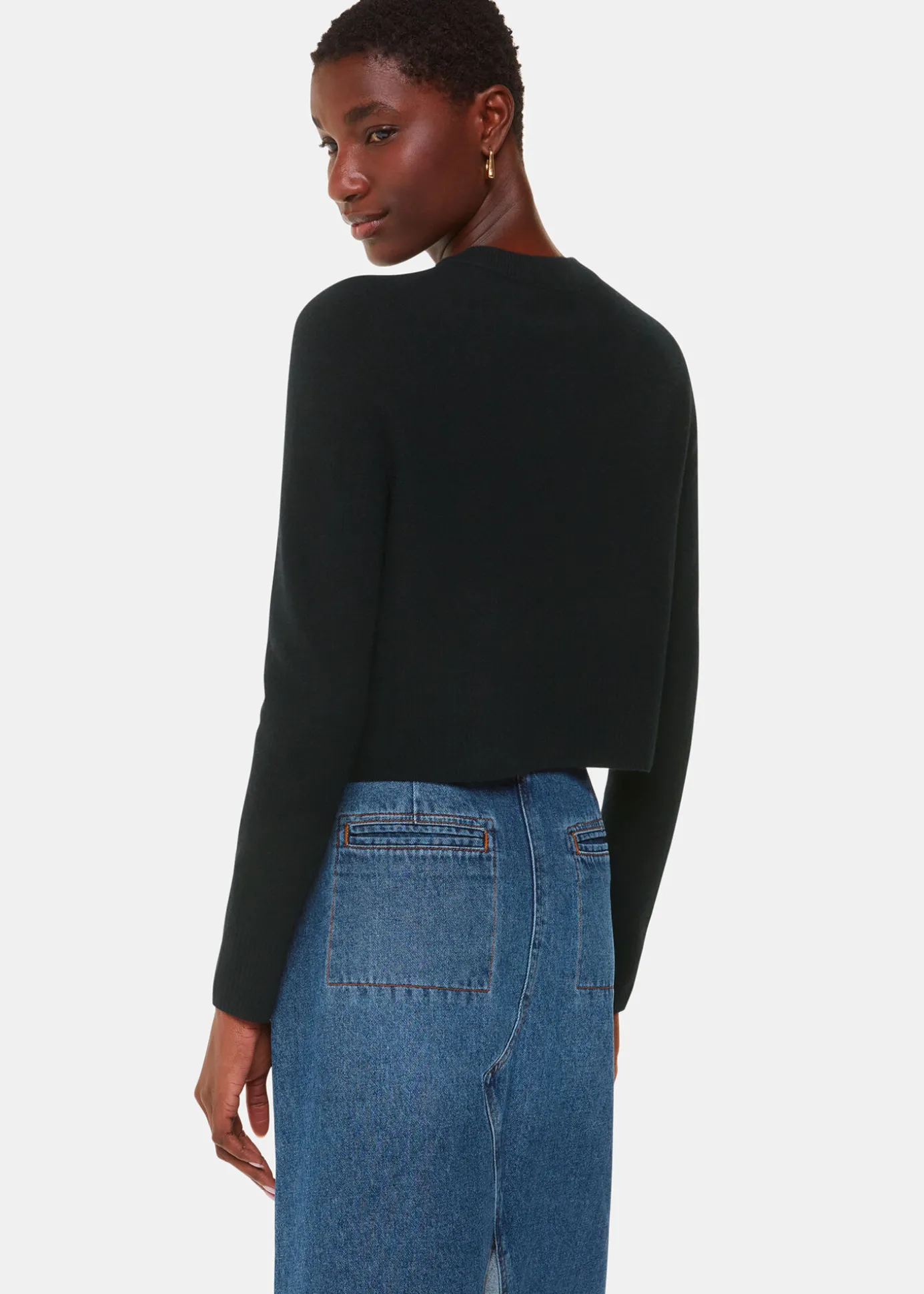 Black Wool Cropped Cardigan