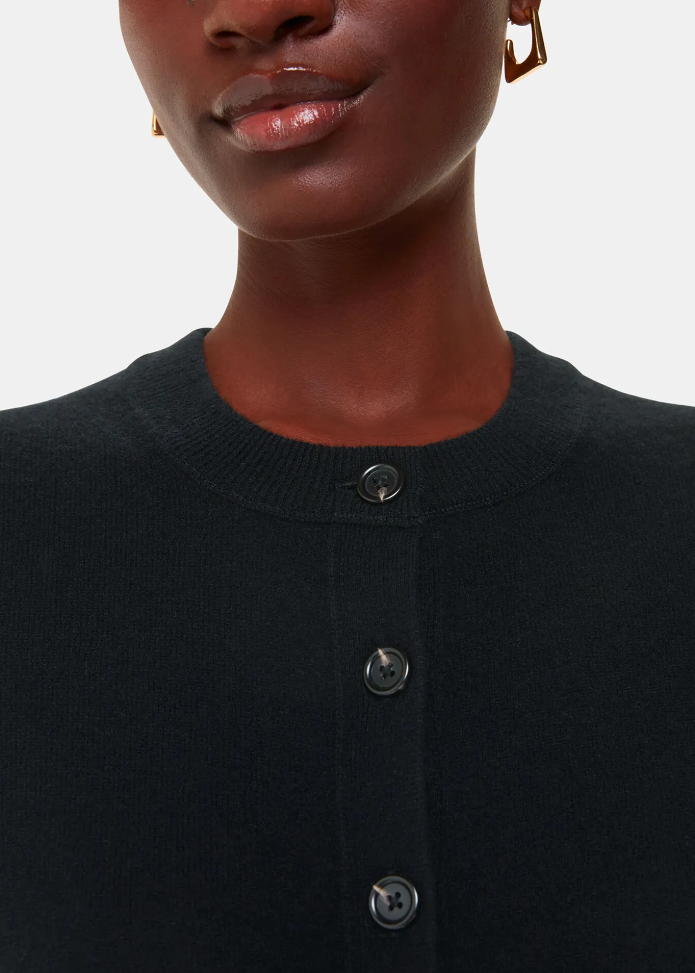 Black Wool Cropped Cardigan