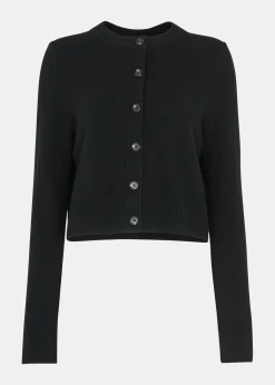Black Wool Cropped Cardigan