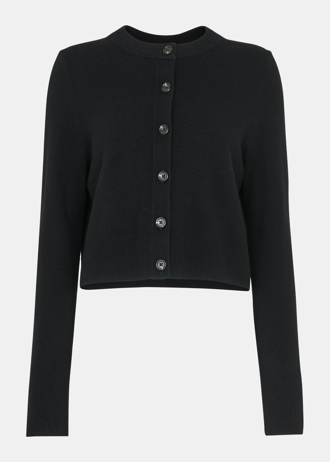 Black Wool Cropped Cardigan