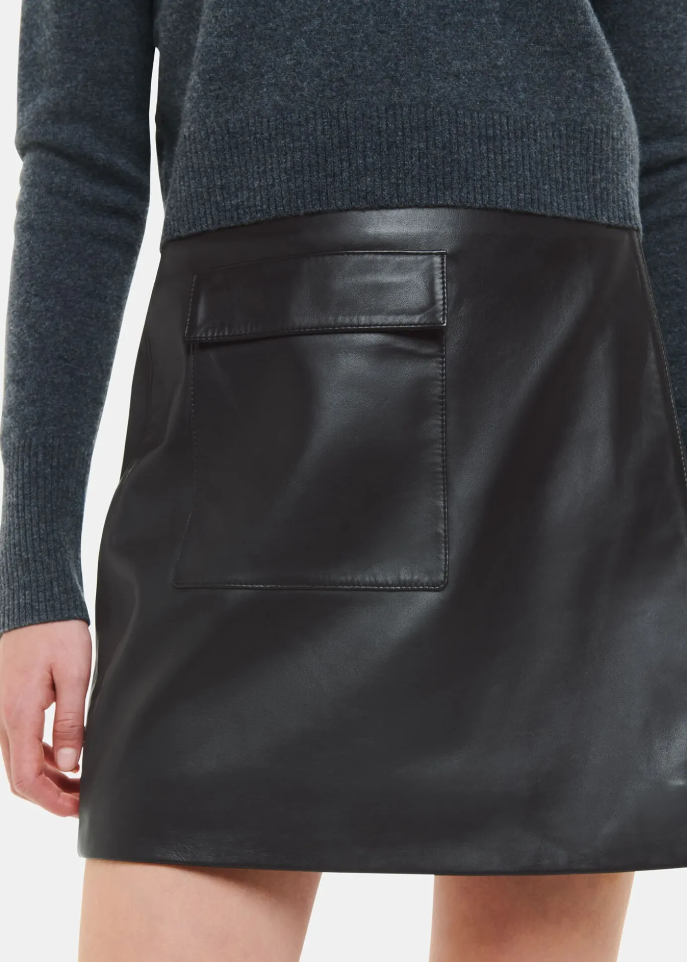 Black Wrap Leather Mini Skirt