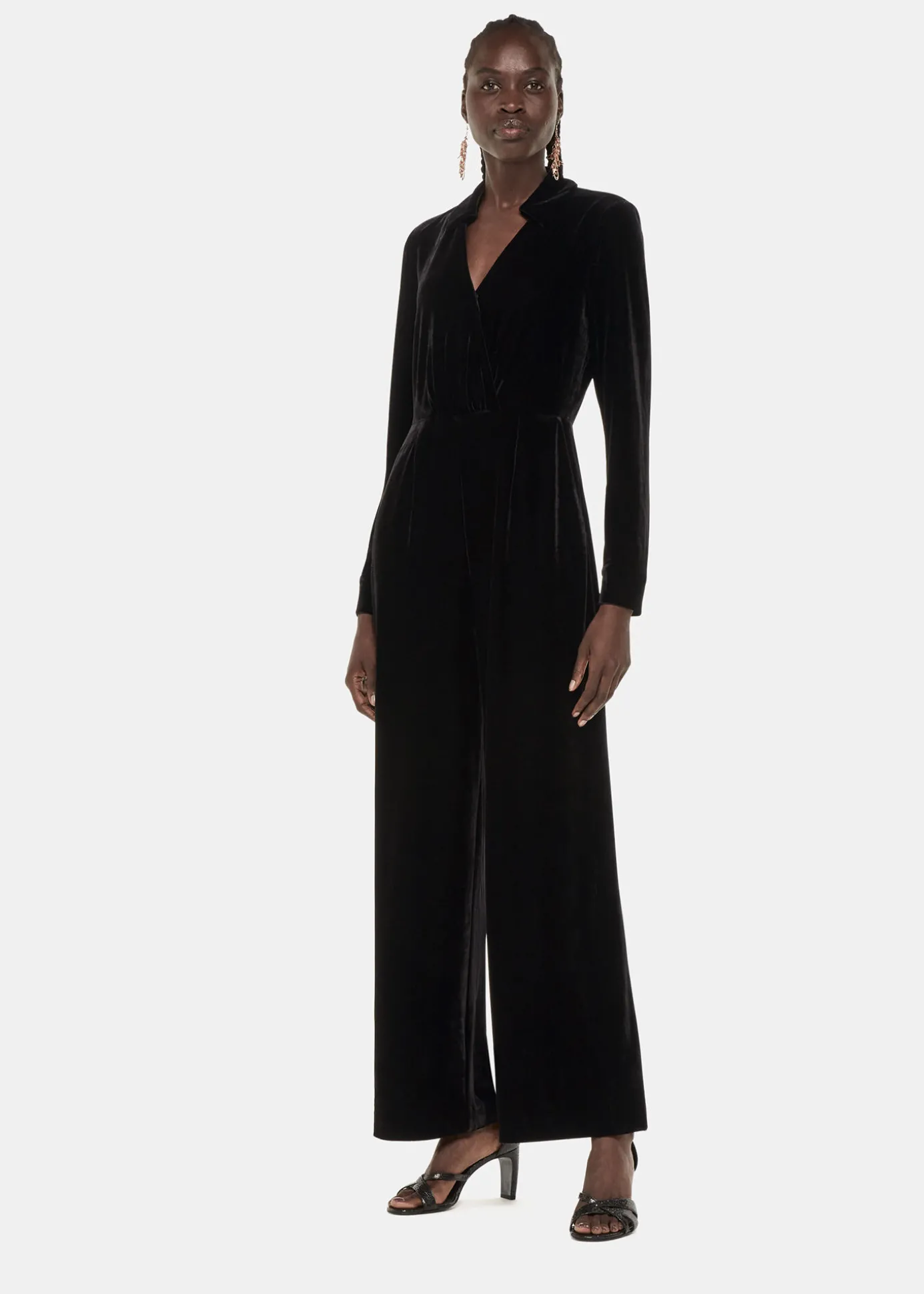Black Wrap Velvet Jumpsuit
