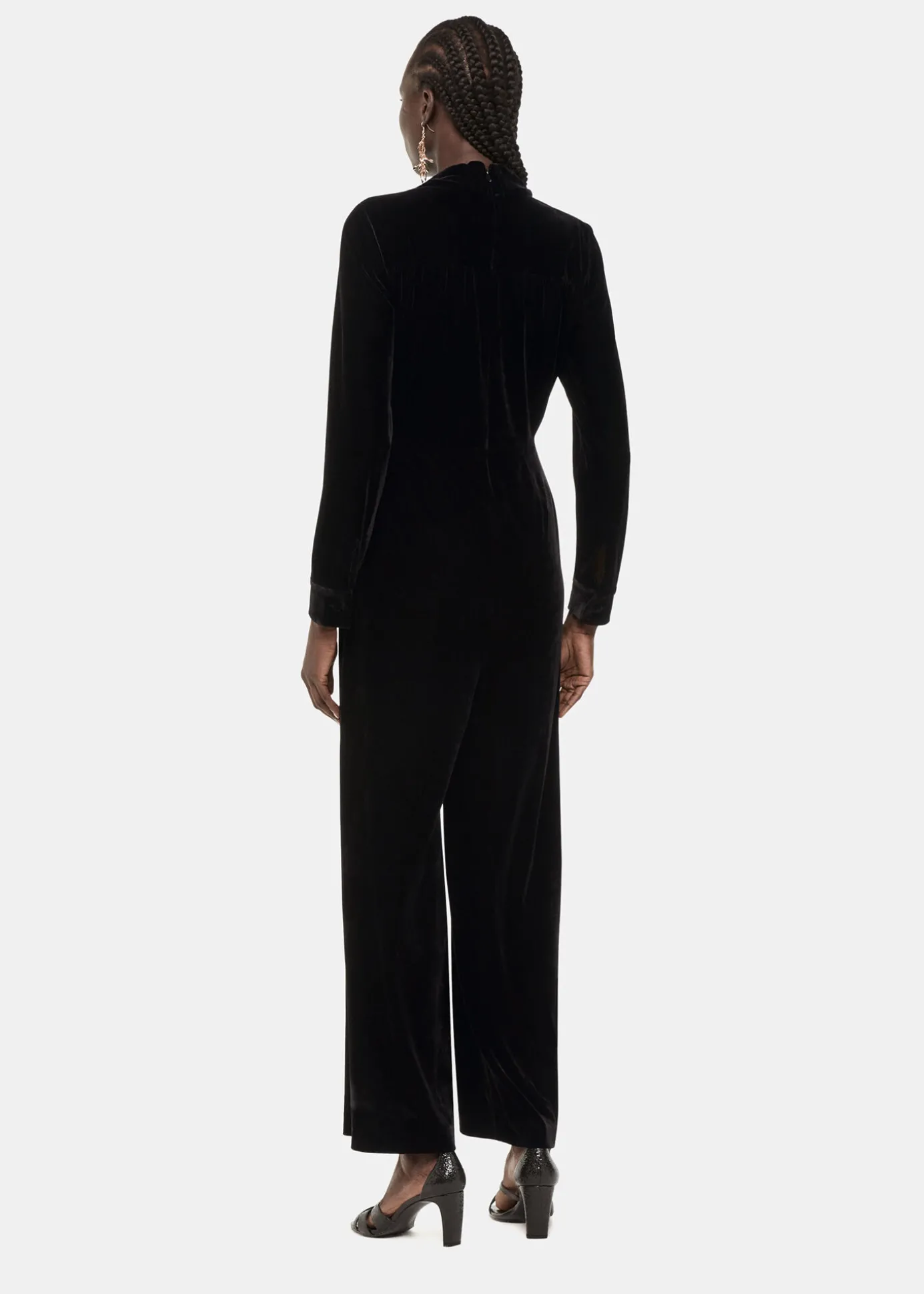 Black Wrap Velvet Jumpsuit