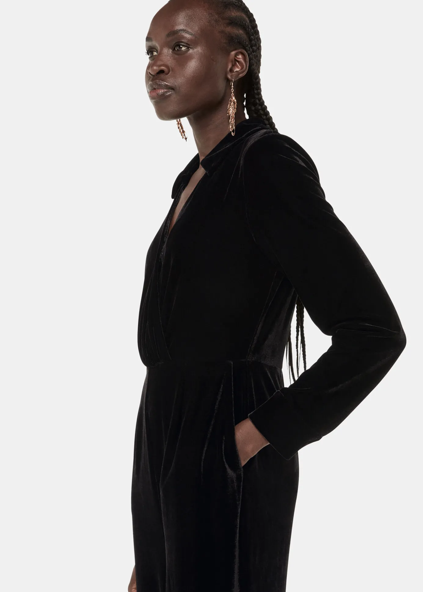 Black Wrap Velvet Jumpsuit