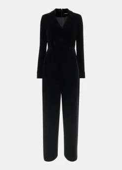 Black Wrap Velvet Jumpsuit
