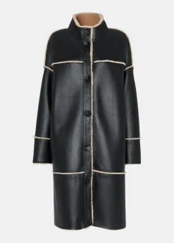 Black Zo Reversible Shearling Coat
