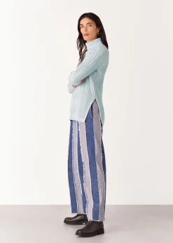 Blue Aoife Fine Cable Roll Neck