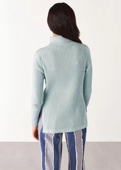 Blue Aoife Fine Cable Roll Neck