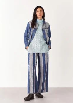 Blue Aoife Fine Cable Roll Neck
