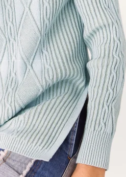 Blue Aoife Fine Cable Roll Neck