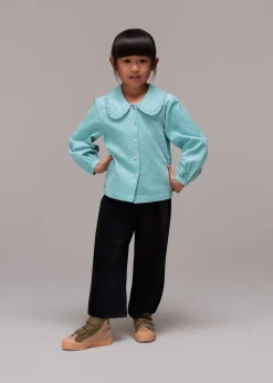 Blue Babycord Collar Top
