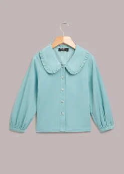 Blue Babycord Collar Top