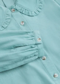 Blue Babycord Collar Top