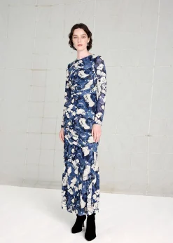Blue Batik Marble Mesh Dress