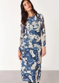 Blue Batik Marble Mesh Dress