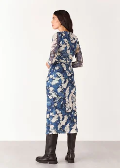 Blue Batik Marble Mesh Dress