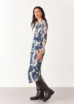 Blue Batik Marble Mesh Dress