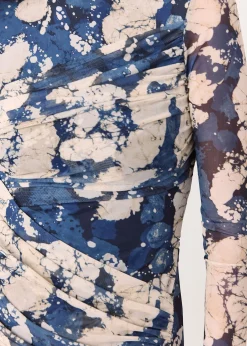 Blue Batik Marble Mesh Dress
