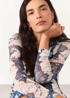 Blue Batik Marble Mesh Dress