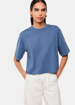 Blue Cropped Relaxed Tee