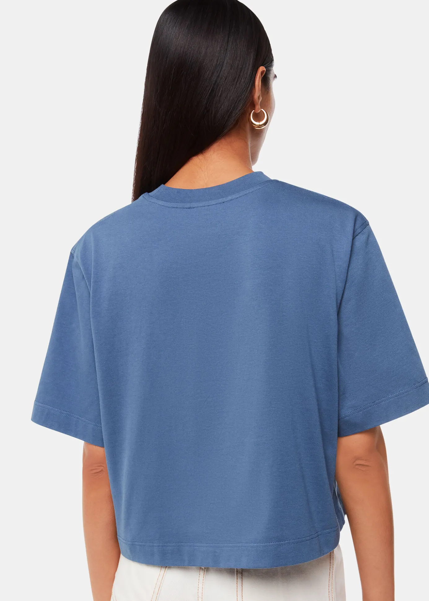 Blue Cropped Relaxed Tee