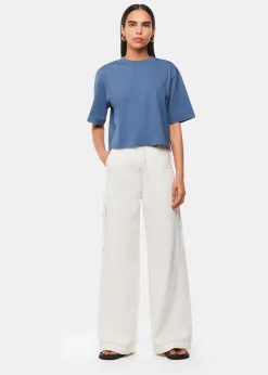 Blue Cropped Relaxed Tee
