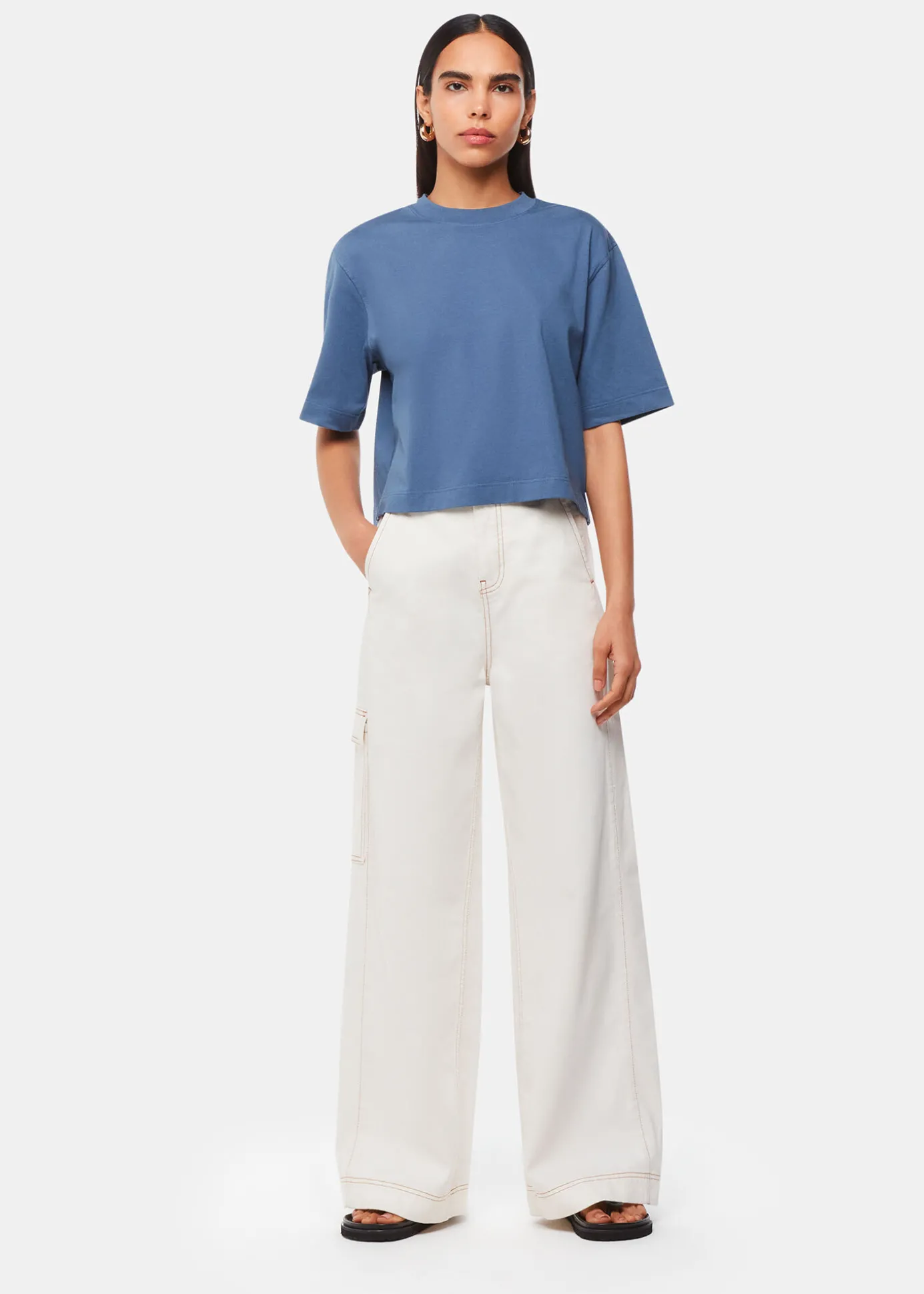 Blue Cropped Relaxed Tee