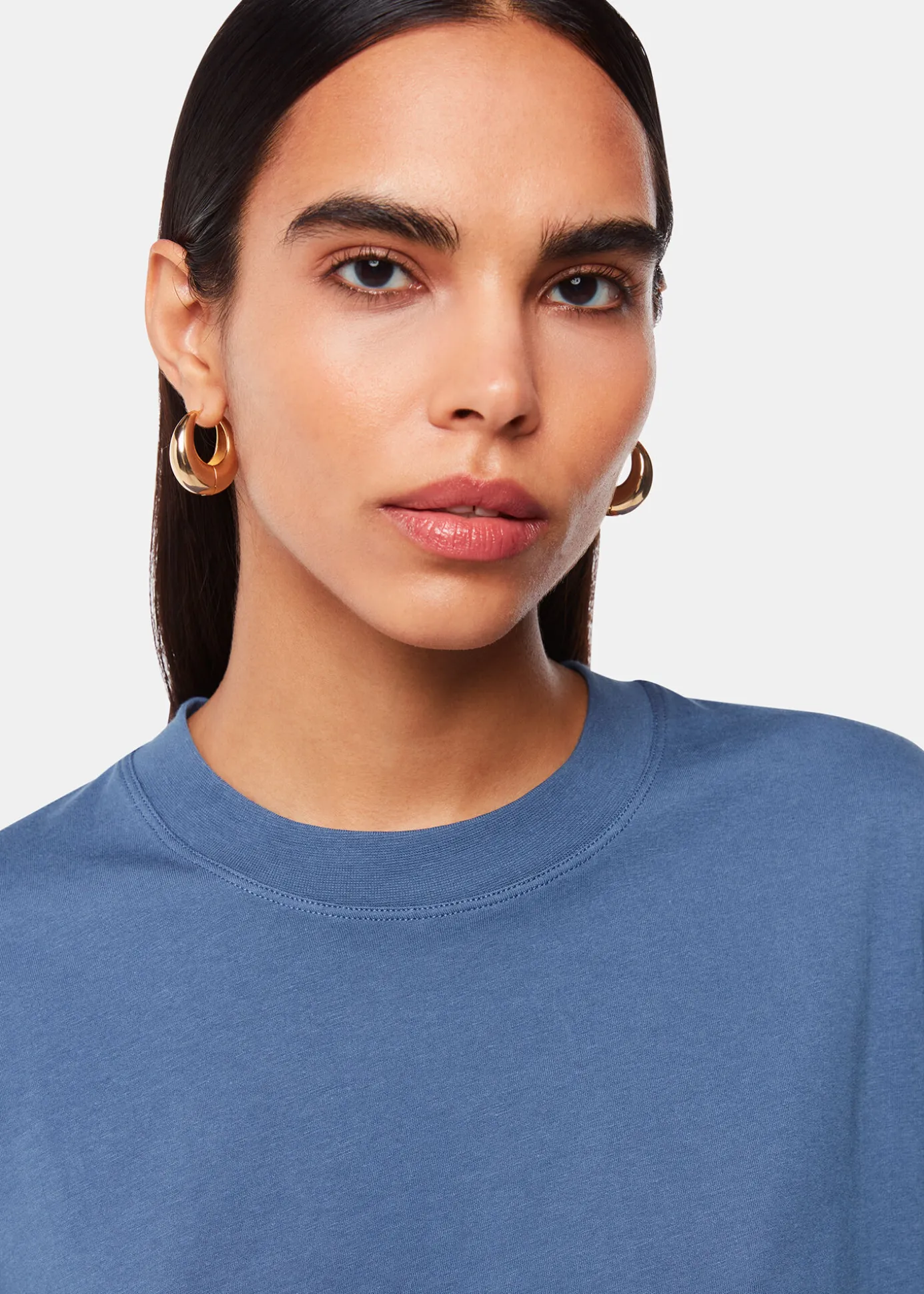 Blue Cropped Relaxed Tee
