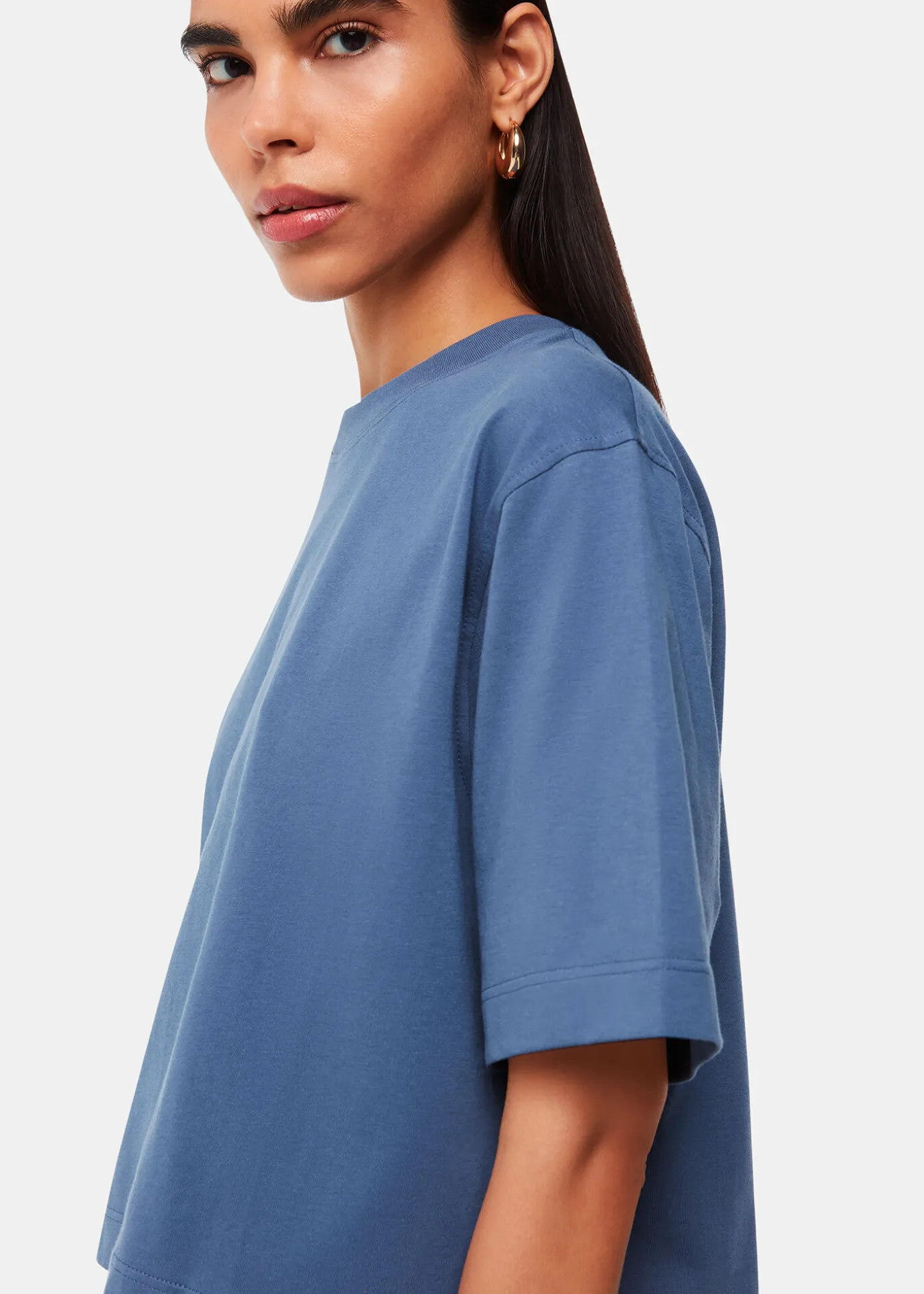 Blue Cropped Relaxed Tee