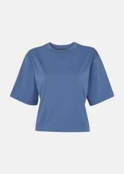 Blue Cropped Relaxed Tee
