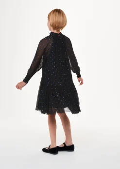 Blue Effy Metallic Dobby Dress