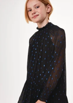 Blue Effy Metallic Dobby Dress