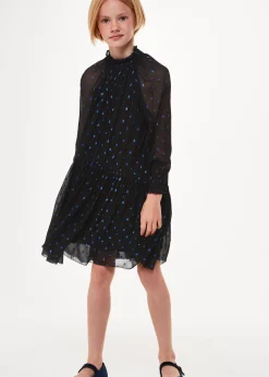 Blue Effy Metallic Dobby Dress