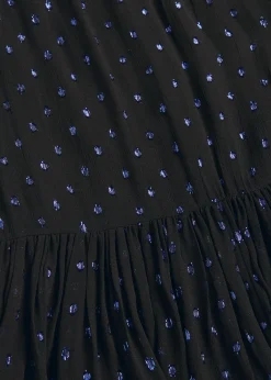 Blue Effy Metallic Dobby Dress