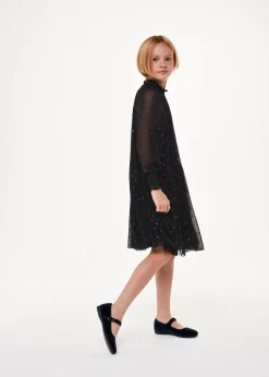 Blue Effy Metallic Dobby Dress