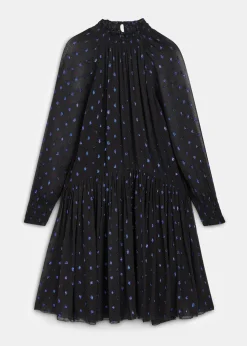 Blue Effy Metallic Dobby Dress