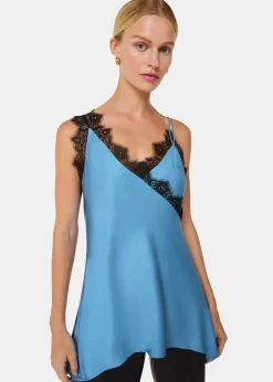 Blue Iris Lace Detail Wrap Cami