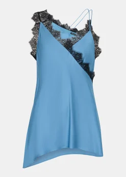 Blue Iris Lace Detail Wrap Cami