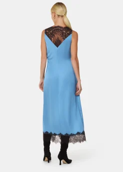 Blue Iris Lace Detail Wrap Dress