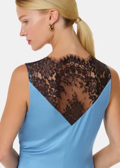 Blue Iris Lace Detail Wrap Dress