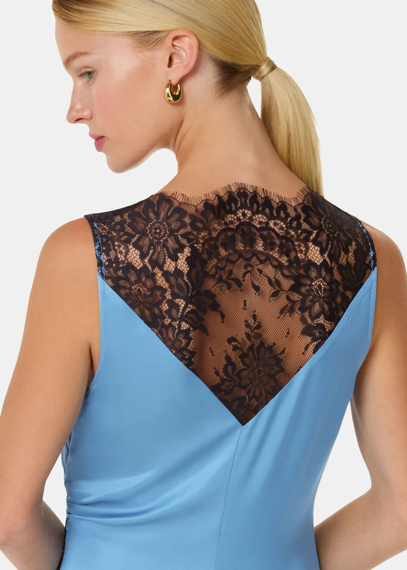 Blue Iris Lace Detail Wrap Dress