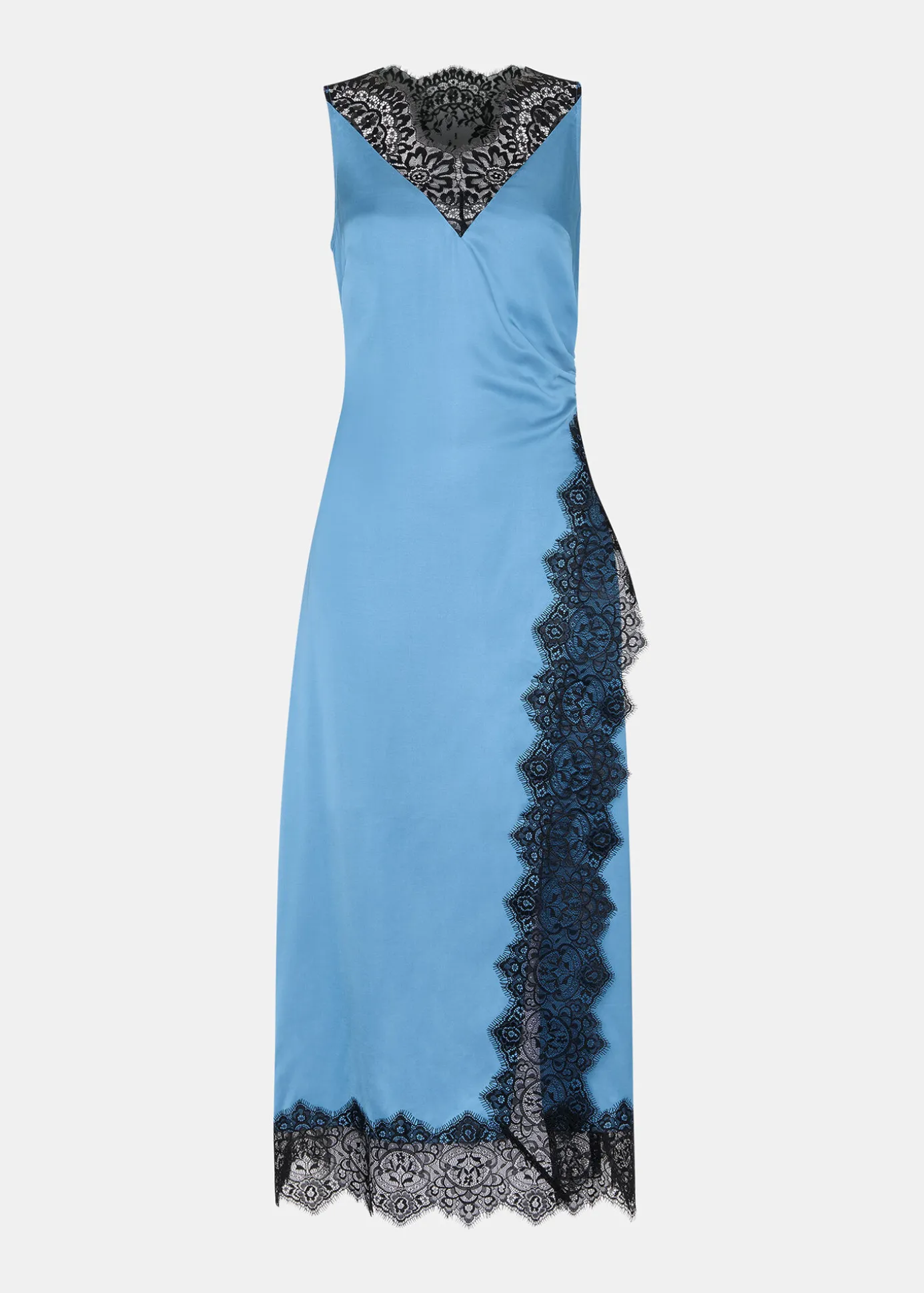 Blue Iris Lace Detail Wrap Dress