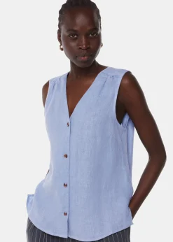 Blue Laura Linen Tank