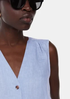 Blue Laura Linen Tank