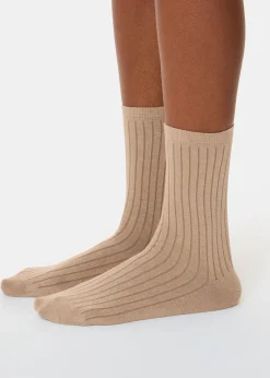 Blue Ribbed Socks Set of 3