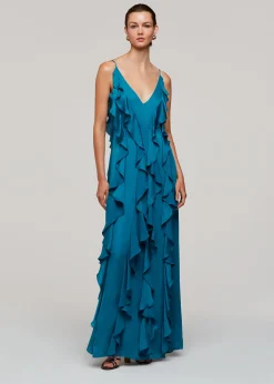 Blue Ruffle Maxi Dress