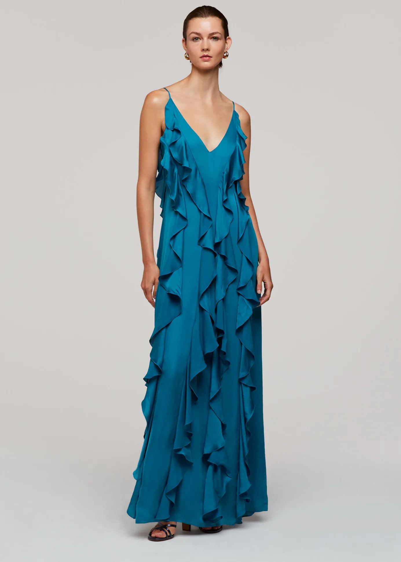 Blue Ruffle Maxi Dress