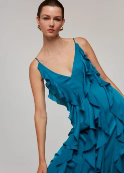Blue Ruffle Maxi Dress