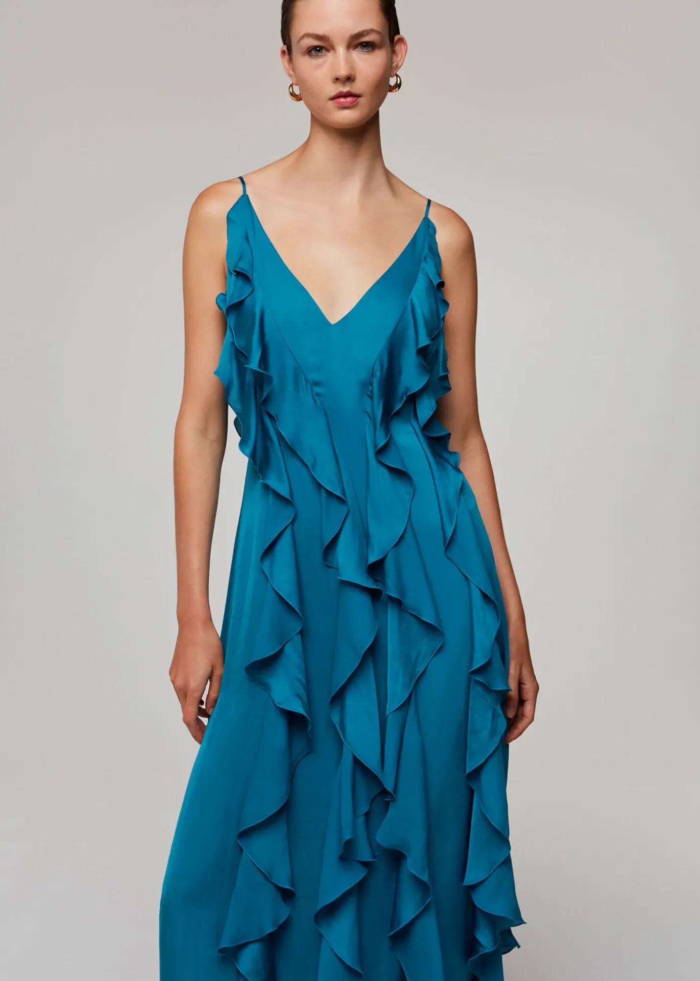 Blue Ruffle Maxi Dress