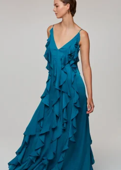 Blue Ruffle Maxi Dress